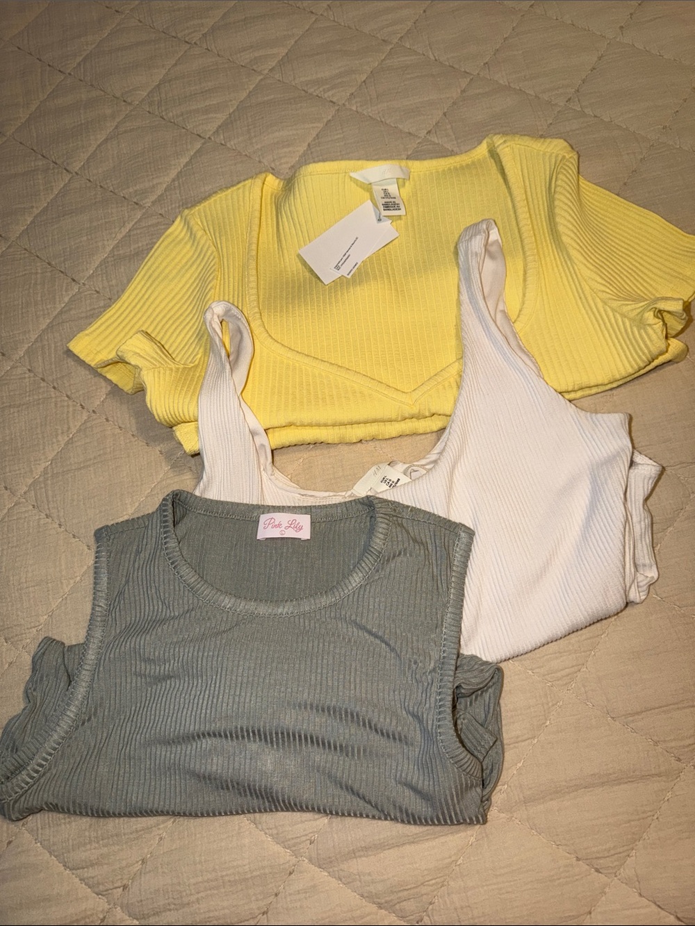 3 Bodysuits H&M Pink Lady L very clean, nwt, white is lined See pix!
